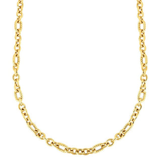 14K 30in Yellow Gold Diamond Cut/ Textured Italian Cable Necklace with Lobster Clasp