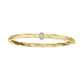 14K 7in Two-Tone Polished Italian Cable Bangle with Box Clasp