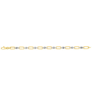 14K 7.5in Yellow & White Rhodium Gold Polished Bracelet with Lobster Clasp