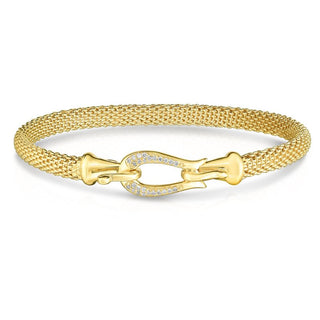 14K 7.25in Yellow Gold Diamond Cut/ Textured Popcorn Bangle with Hook Clasp