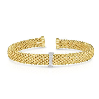 14K Yellow Gold Diamond Cut/ Textured Popcorn Bangle