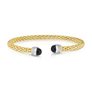 14K Yellow Gold Diamond Cut/ Textured Popcorn Bangle