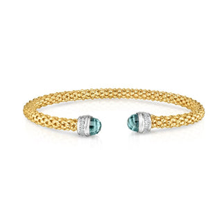 14K Yellow Gold Diamond Cut/ Textured Popcorn Bangle