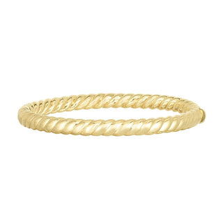 14K 7.25in Yellow Gold Polished Italian Cable Bangle with Box Clasp