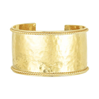 14K Yellow Gold Hammered Italian Cable Bangle