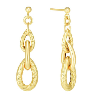 14K Yellow Gold Polished Italian Cable Earring with Push Back Clasp