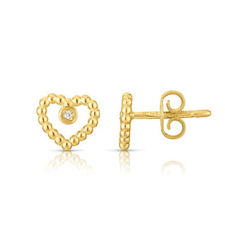 14K Yellow Gold Polished Popcorn Earring with Push Back Clasp