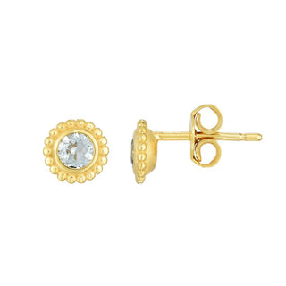 14K Yellow Gold Polished Popcorn Earring with Push Back Clasp