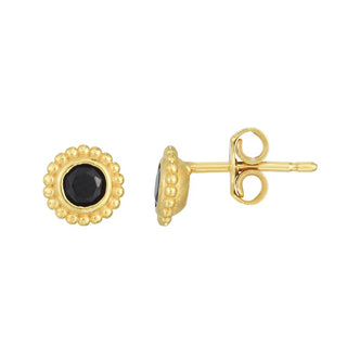 14K Yellow Gold Polished Popcorn Earring with Push Back Clasp