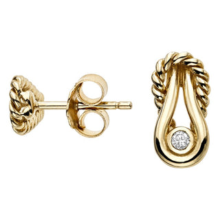 14K Yellow Gold Polished Italian Cable Earring with Push Back Clasp