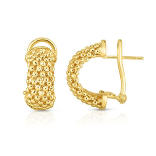 14K Yellow Gold Polished Popcorn Earring with Omega Back Clasp