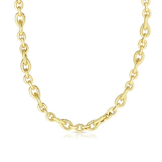 14K 18in Yellow Gold Diamond Cut/ Textured Italian Cable Necklace with Lobster Clasp