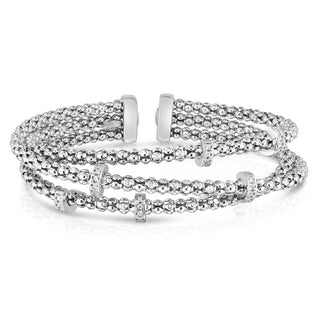 Sterling Silver Diamond Cut/ Textured Bangle