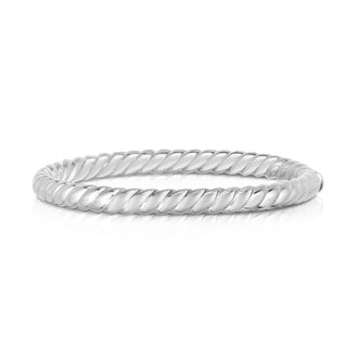 Sterling Silver 7.5in White Polished Bangle with Box Clasp