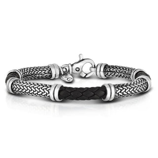 Sterling Silver 8.25in Oxidized Polished Bracelet with Lobster Clasp