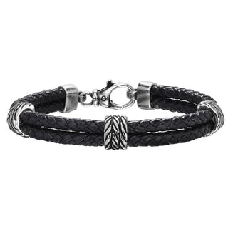 Sterling Silver 8.25in Oxidized Diamond Cut/ Textured Bracelet with Lobster Clasp