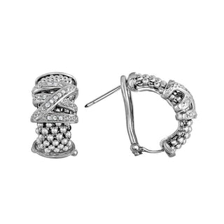 Sterling Silver Diamond Cut/ Textured Earring with Omega Back Clasp