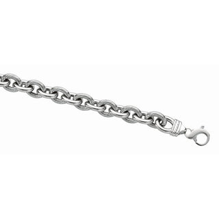 Sterling Silver 7.5in White Diamond Cut/ Textured Bracelet with Figure 8 Clasp