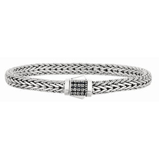 Sterling Silver 7in Diamond Cut/ Textured Bracelet with Box Clasp