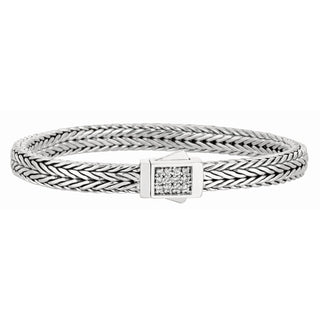 Sterling Silver 7.5in Diamond Cut/ Textured Bracelet with Box Clasp