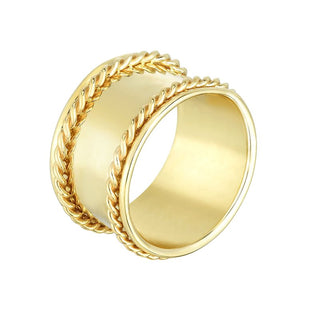 14K Yellow Gold Polished Italian Cable Size-6 Ring