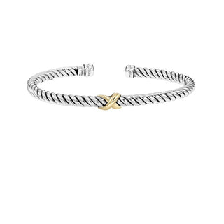 18K & Sterling Silver Polished Italian Cable Bangle