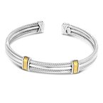 18K & Sterling Silver Polished Italian Cable Bangle