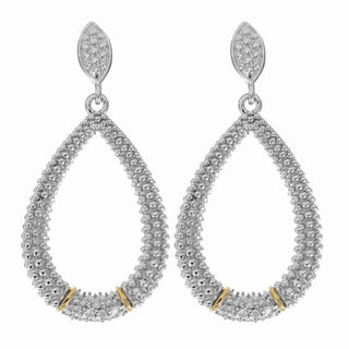 18K & Sterling Silver Diamond Cut/ Textured Popcorn Earring with Push Back Clasp