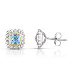 18K & Sterling Silver Polished Quadra Birthstone Earring with Push Back Clasp