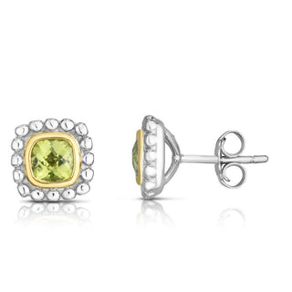 18K & Sterling Silver Polished Quadra Birthstone Earring with Push Back Clasp