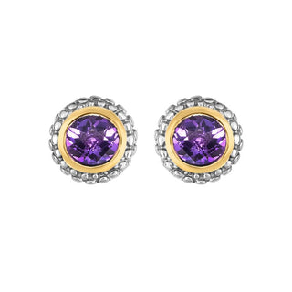 18K & Sterling Silver Polished Birthstone Earring with Push Back Clasp