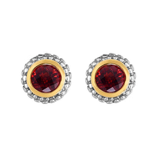 18K & Sterling Silver Polished Birthstone Earring with Push Back Clasp