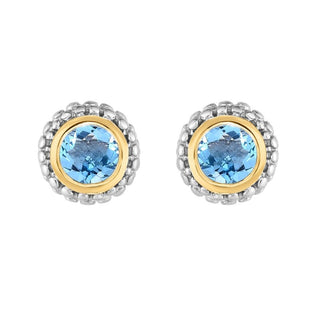 18K & Sterling Silver Polished Birthstone Earring with Push Back Clasp