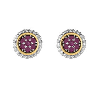 18K & Sterling Silver Polished Birthstone Earring with Push Back Clasp