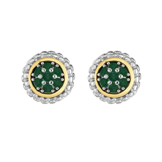 18K & Sterling Silver Polished Birthstone Earring with Push Back Clasp