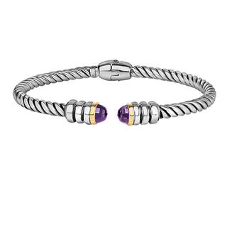 18K & Sterling Silver Polished Italian Cable Bangle