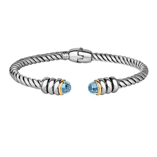 18K & Sterling Silver Polished Italian Cable Bangle