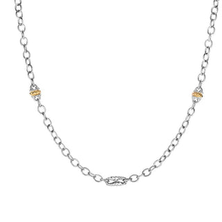 18K & Sterling Silver 36in Polished Italian Cable Necklace with Lobster Clasp