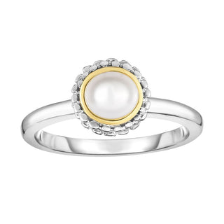 18K & Sterling Silver Yellow & Rhodium Polished Ring