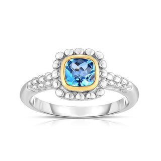 18K & Sterling Silver Polished Quadra Birthstone Size-7 Ring