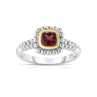 18K & Sterling Silver Polished Quadra Birthstone Size-7 Ring