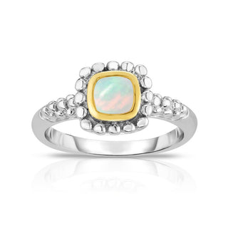 18K & Sterling Silver Polished Quadra Birthstone Size-7 Ring