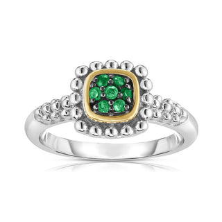 18K & Sterling Silver Polished Quadra Birthstone Size-7 Ring