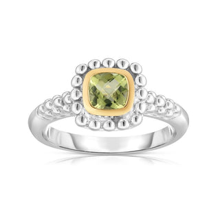 18K & Sterling Silver Polished Quadra Birthstone Size-7 Ring