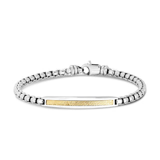 18K & Sterling Silver 8.25in Yellow & Platinum Plating Polished Bracelet with Lobster Clasp