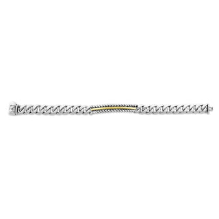 18K & Sterling Silver 8in Yellow & Platinum Plating Polished Bracelet with Buckle Snap Clasp