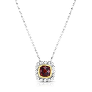 18K & Sterling Silver 18in Polished Quadra Birthstone Necklace with Lobster Clasp