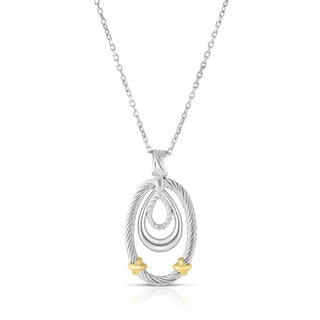 18K & Sterling Silver 18in Polished Italian Cable Necklace with Lobster Clasp