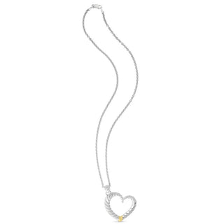 18K & Sterling Silver 18in Yellow & Rhodium Pendant-Chain Necklace