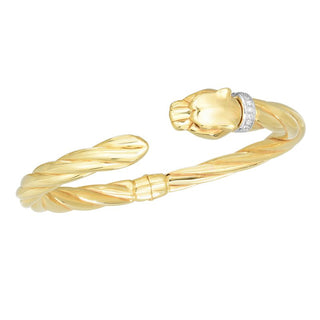 14K Two-Tone Polished Italian Cable Bangle